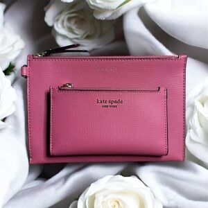 Kate Spade Pink Leather Clutch and Wallet Duo